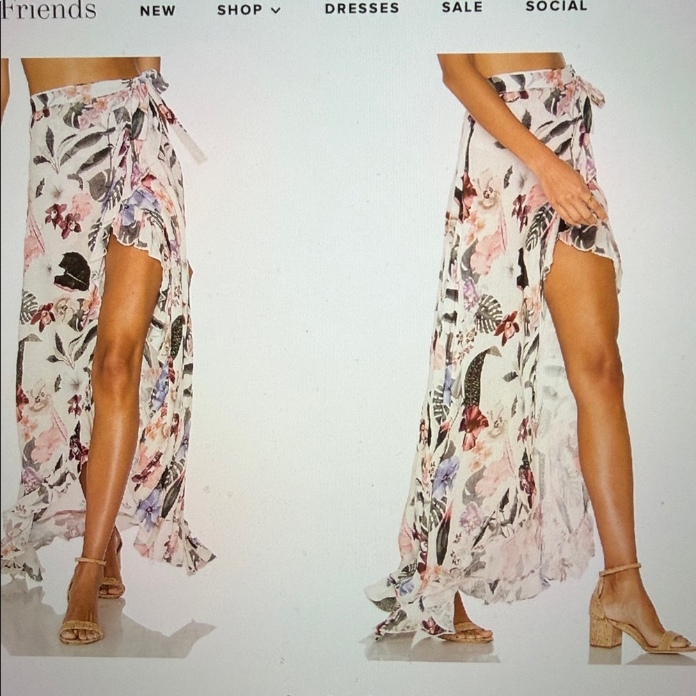 Lovers and Friends Waves for Days Floral Wrap Skirt